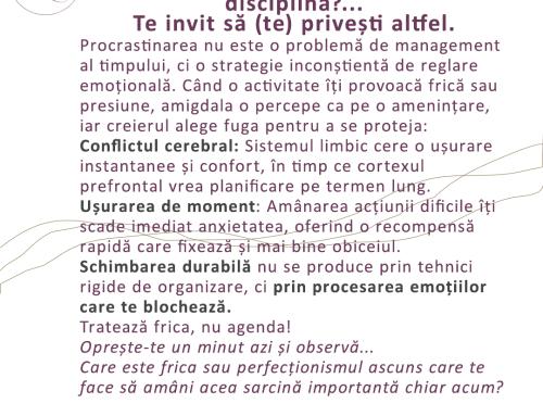 Procrastinarea ca mecanism de evitare a anxietății