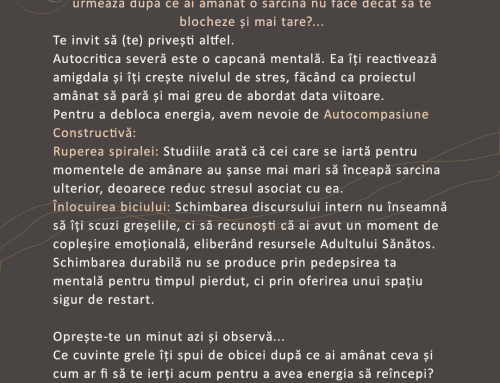 Gestionarea auto-criticii de după amânare